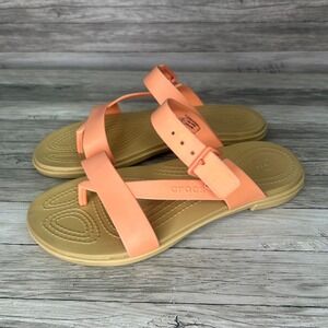 Crocs Tulum Toe Post Sandals Size 7 Orange Grapefruit Womens